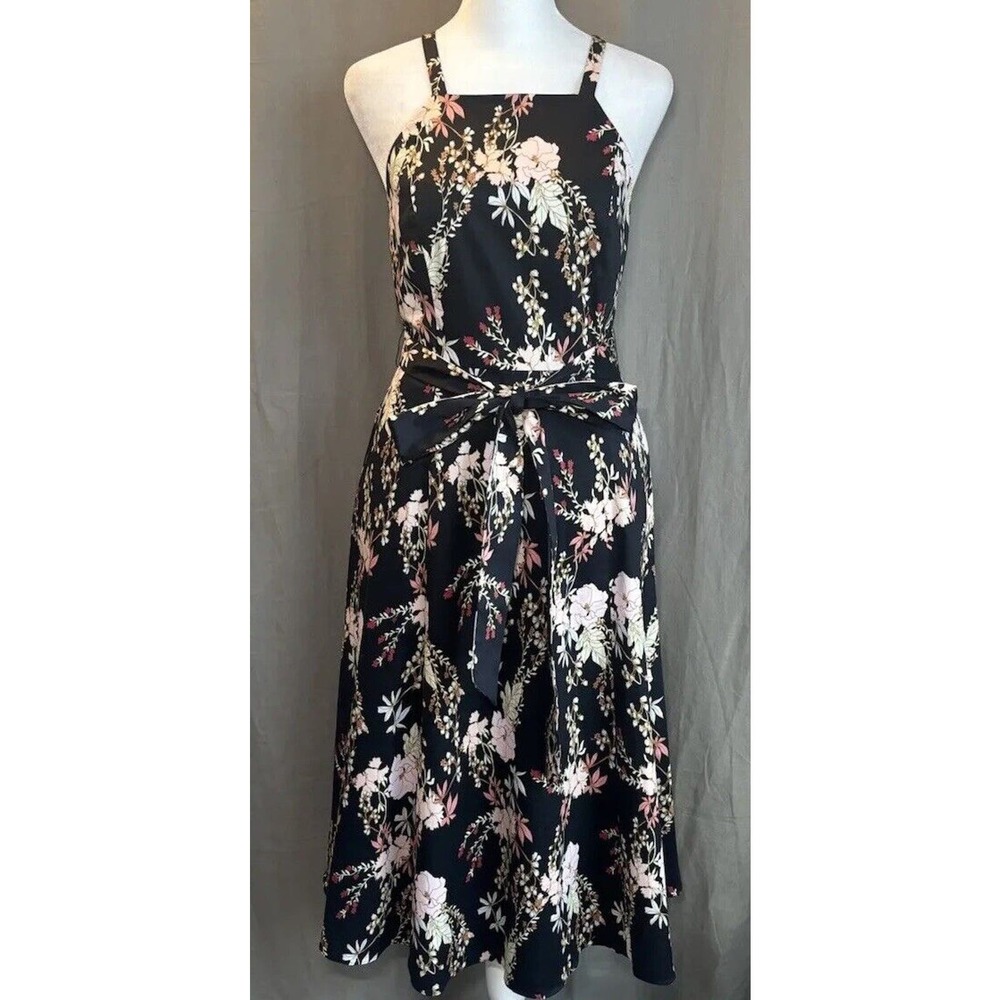 Rachel Zoe Floral Flowers Dress Black Womens Cottage core Size 0